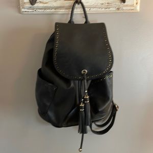 Black Leatherlike Backpack Purse